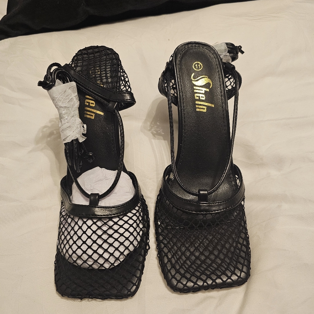 New SHEIN Black Mesh Heels